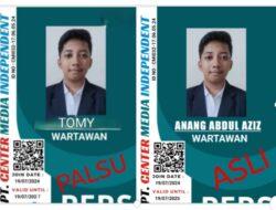 Pernyataan Tegas Redaksi CMI News Terhadap Modus Baru Pemalsuan Indentitas Pers (KTA) Atas Nama Anang Abdul Azis yang Dimanipulasi Menjadi “Tomy”